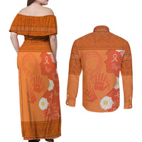 International Day for the Elimination of Violence Against Women Couples Matching Off Shoulder Maxi Dress and Long Sleeve Button Shirt Polynesian Pattern LT03 - Polynesian Pride