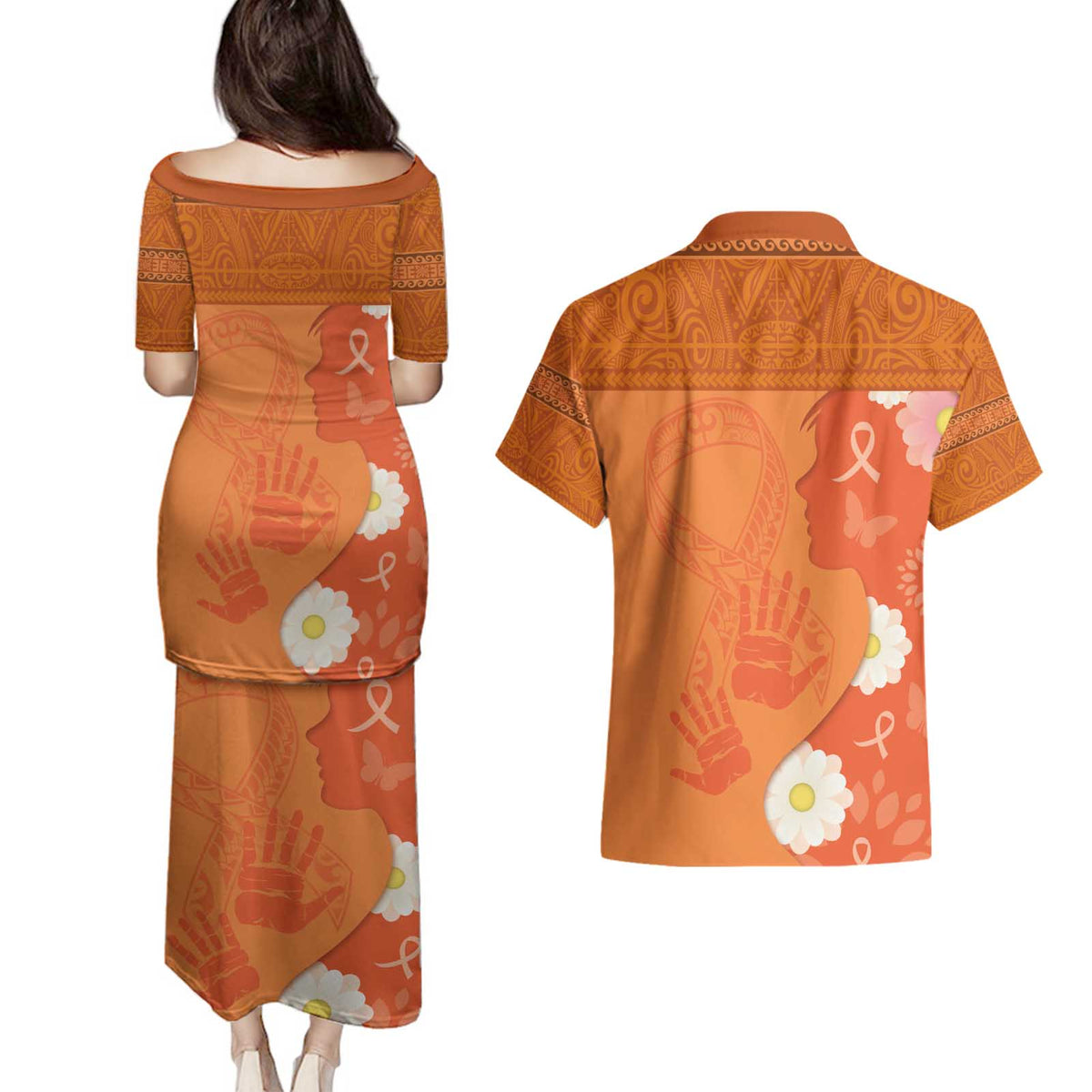International Day for the Elimination of Violence Against Women Couples Matching Puletasi and Hawaiian Shirt Polynesian Pattern LT03 - Polynesian Pride
