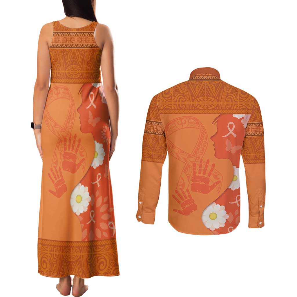 International Day for the Elimination of Violence Against Women Couples Matching Tank Maxi Dress and Long Sleeve Button Shirt Polynesian Pattern LT03 - Polynesian Pride