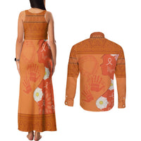 International Day for the Elimination of Violence Against Women Couples Matching Tank Maxi Dress and Long Sleeve Button Shirt Polynesian Pattern LT03 - Polynesian Pride