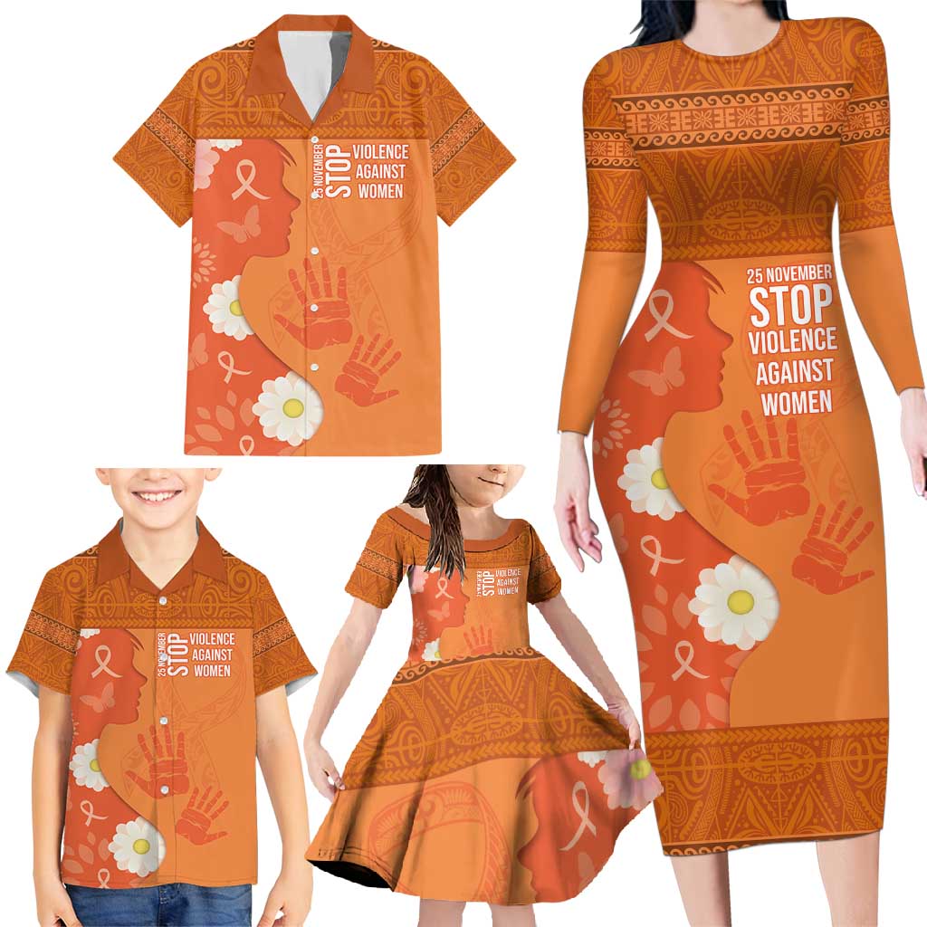International Day for the Elimination of Violence Against Women Family Matching Long Sleeve Bodycon Dress and Hawaiian Shirt Polynesian Pattern LT03 - Polynesian Pride