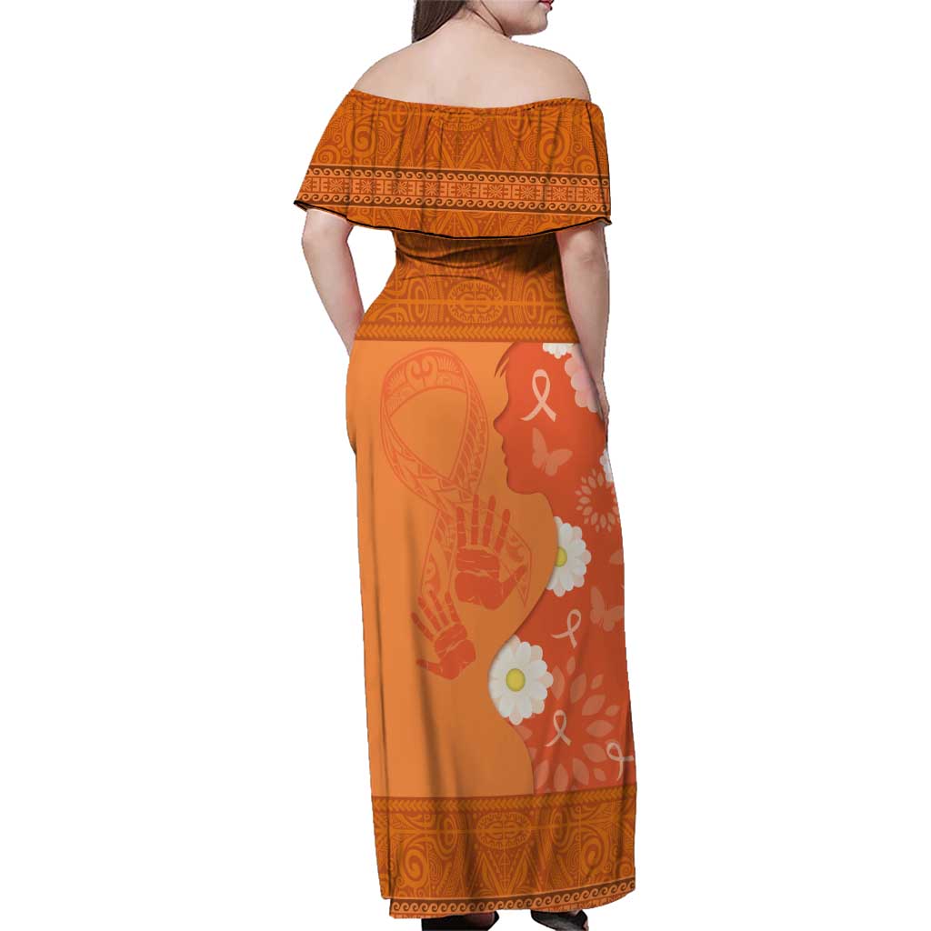 International Day for the Elimination of Violence Against Women Family Matching Off Shoulder Maxi Dress and Hawaiian Shirt Polynesian Pattern LT03 - Polynesian Pride