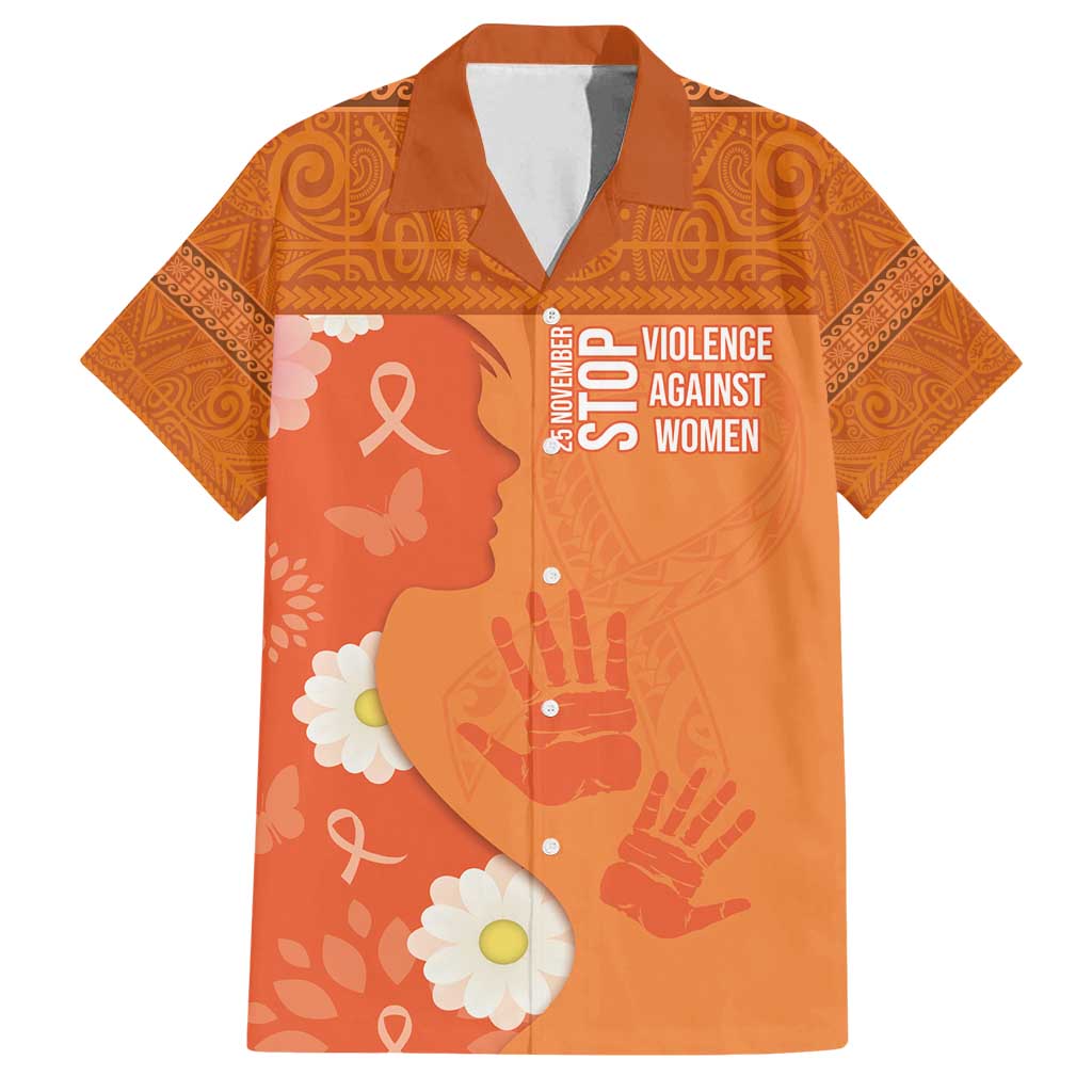 International Day for the Elimination of Violence Against Women Family Matching Puletasi and Hawaiian Shirt Polynesian Pattern LT03 Dad's Shirt - Short Sleeve Orange - Polynesian Pride