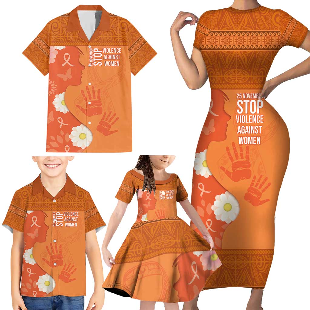 International Day for the Elimination of Violence Against Women Family Matching Short Sleeve Bodycon Dress and Hawaiian Shirt Polynesian Pattern LT03 - Polynesian Pride
