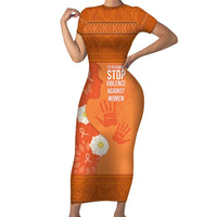 International Day for the Elimination of Violence Against Women Family Matching Short Sleeve Bodycon Dress and Hawaiian Shirt Polynesian Pattern LT03 Mom's Dress Orange - Polynesian Pride