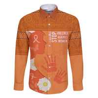 International Day for the Elimination of Violence Against Women Family Matching Tank Maxi Dress and Hawaiian Shirt Polynesian Pattern LT03 Dad's Shirt - Long Sleeve Orange - Polynesian Pride