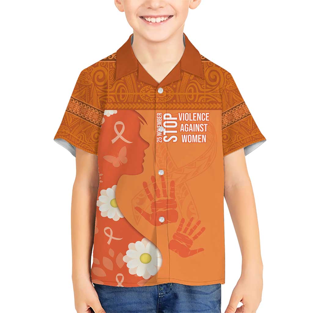 International Day for the Elimination of Violence Against Women Kid Hawaiian Shirt Polynesian Pattern LT03 Kid Orange - Polynesian Pride