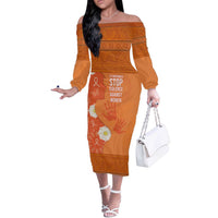 International Day for the Elimination of Violence Against Women Off The Shoulder Long Sleeve Dress Polynesian Pattern LT03 Women Orange - Polynesian Pride