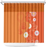 International Day for the Elimination of Violence Against Women Shower Curtain Polynesian Pattern LT03 Orange - Polynesian Pride