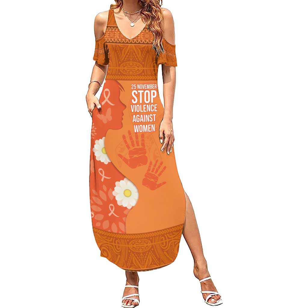 International Day for the Elimination of Violence Against Women Summer Maxi Dress Polynesian Pattern LT03 Women Orange - Polynesian Pride