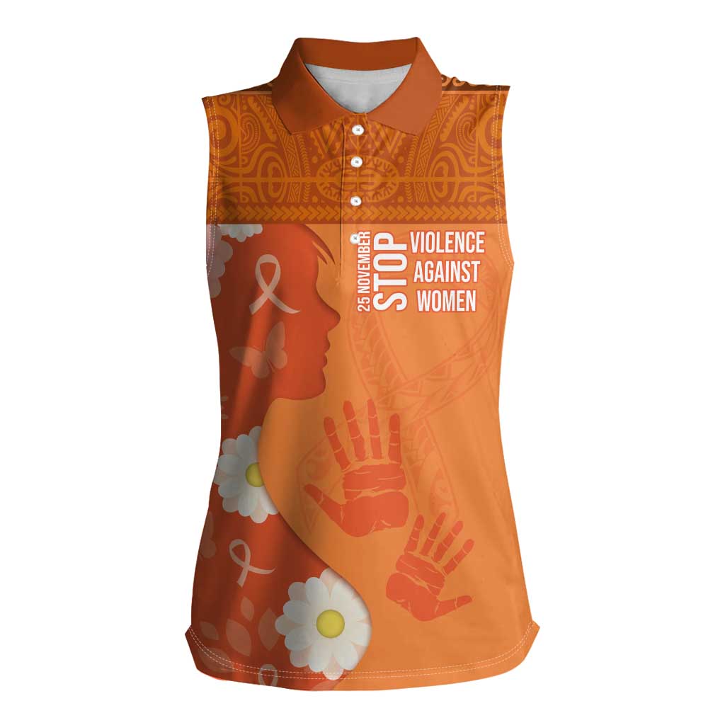 International Day for the Elimination of Violence Against Women Women Sleeveless Polo Shirt Polynesian Pattern LT03 Female Orange - Polynesian Pride
