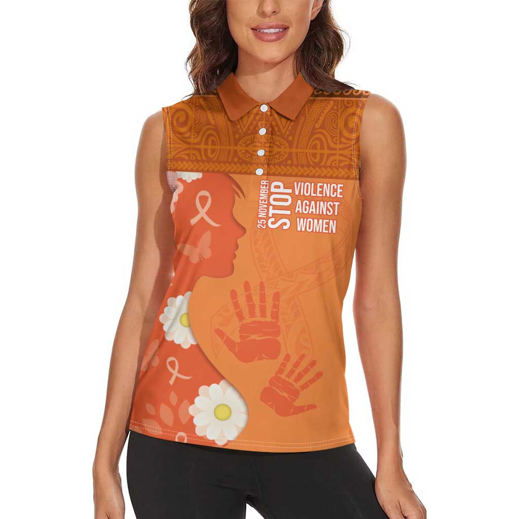 International Day for the Elimination of Violence Against Women Women Sleeveless Polo Shirt Polynesian Pattern LT03 - Polynesian Pride