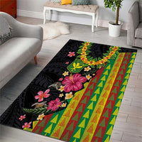Hawaiian Independence Day Area Rug Kanaka Maoli Symbols With Tapa Motifs and Tropical Plants LT03 - Polynesian Pride