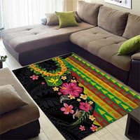 Hawaiian Independence Day Area Rug Kanaka Maoli Symbols With Tapa Motifs and Tropical Plants LT03 - Polynesian Pride