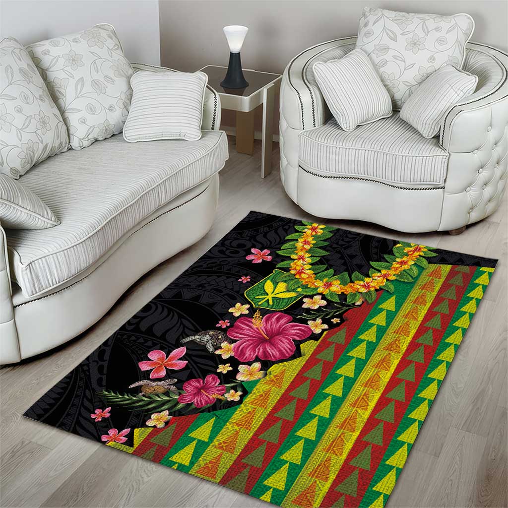 Hawaiian Independence Day Area Rug Kanaka Maoli Symbols With Tapa Motifs and Tropical Plants LT03 - Polynesian Pride