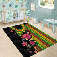 Hawaiian Independence Day Area Rug Kanaka Maoli Symbols With Tapa Motifs and Tropical Plants LT03 - Polynesian Pride