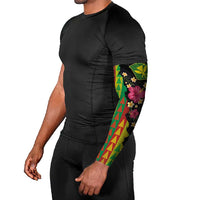 Hawaiian Independence Day Arm Sleeves Kanaka Maoli Symbols With Tapa Motifs and Tropical Plants LT03 - Polynesian Pride