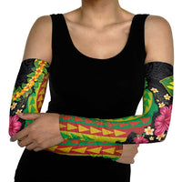 Hawaiian Independence Day Arm Sleeves Kanaka Maoli Symbols With Tapa Motifs and Tropical Plants LT03 - Polynesian Pride