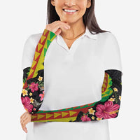Hawaiian Independence Day Arm Sleeves Kanaka Maoli Symbols With Tapa Motifs and Tropical Plants LT03 - Polynesian Pride