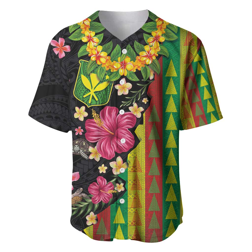 Hawaiian Independence Day Baseball Jersey Kanaka Maoli Symbols With Tapa Motifs and Tropical Plants LT03 Black - Polynesian Pride