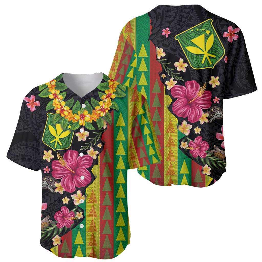 Hawaiian Independence Day Baseball Jersey Kanaka Maoli Symbols With Tapa Motifs and Tropical Plants LT03 - Polynesian Pride