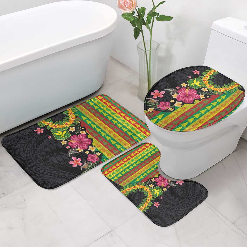 Hawaiian Independence Day Bathroom Set Kanaka Maoli Symbols With Tapa Motifs and Tropical Plants LT03 - Polynesian Pride