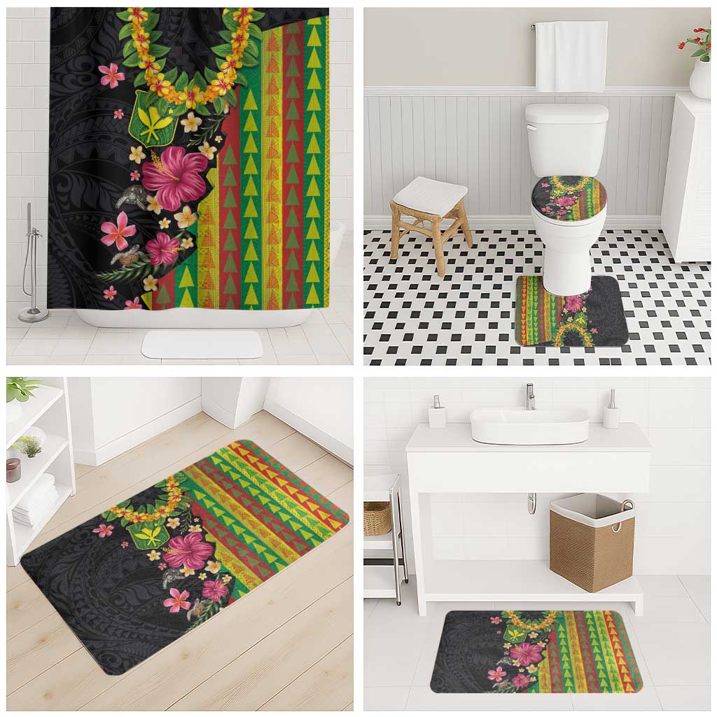 Hawaiian Independence Day Bathroom Set Kanaka Maoli Symbols With Tapa Motifs and Tropical Plants LT03 - Polynesian Pride