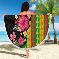 Hawaiian Independence Day Beach Blanket Kanaka Maoli Symbols With Tapa Motifs and Tropical Plants LT03 - Polynesian Pride
