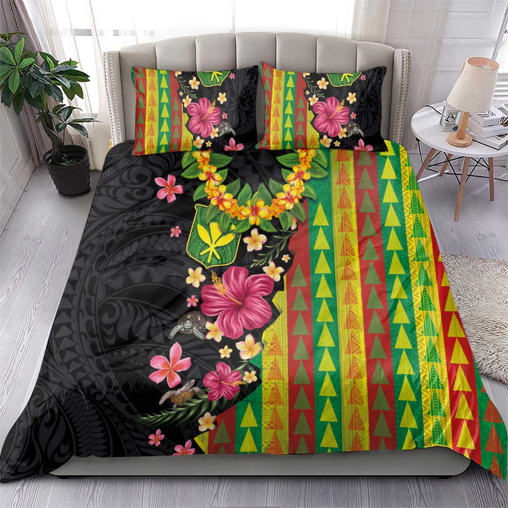 Hawaiian Independence Day Bedding Set Kanaka Maoli Symbols With Tapa Motifs and Tropical Plants LT03 - Polynesian Pride