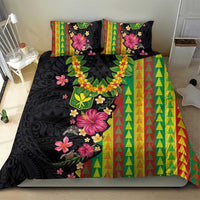 Hawaiian Independence Day Bedding Set Kanaka Maoli Symbols With Tapa Motifs and Tropical Plants LT03 - Polynesian Pride