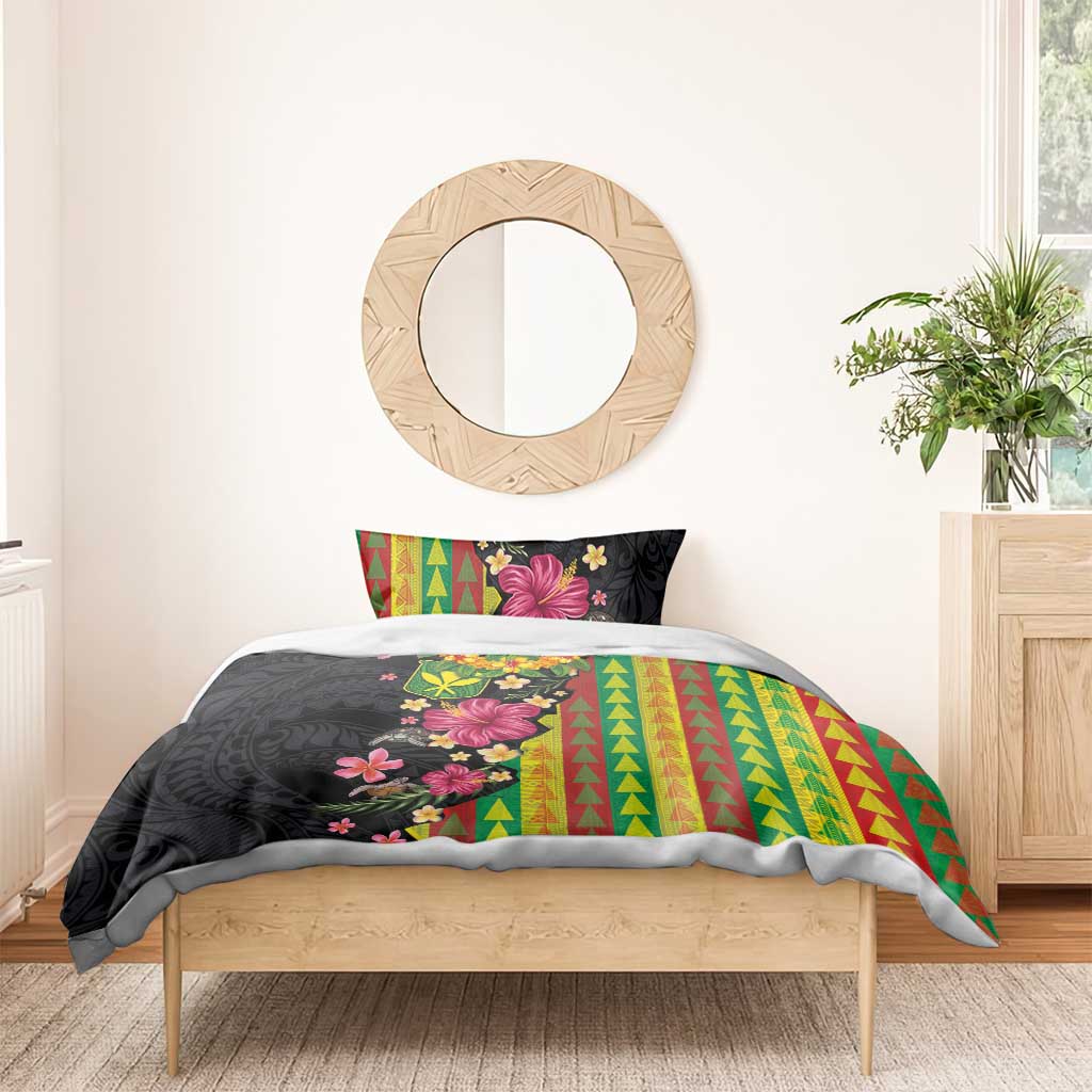 Hawaiian Independence Day Bedding Set Kanaka Maoli Symbols With Tapa Motifs and Tropical Plants LT03 - Polynesian Pride