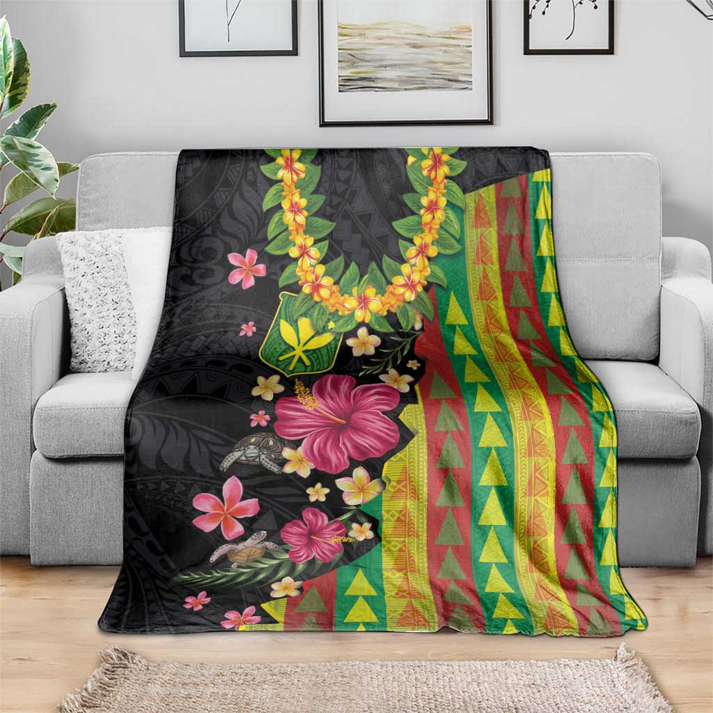 Hawaiian Independence Day Blanket Kanaka Maoli Symbols With Tapa Motifs and Tropical Plants LT03 - Polynesian Pride