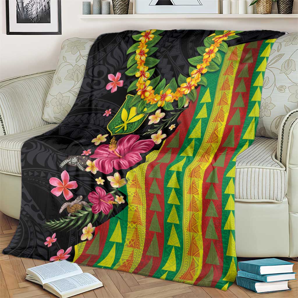 Hawaiian Independence Day Blanket Kanaka Maoli Symbols With Tapa Motifs and Tropical Plants LT03 - Polynesian Pride
