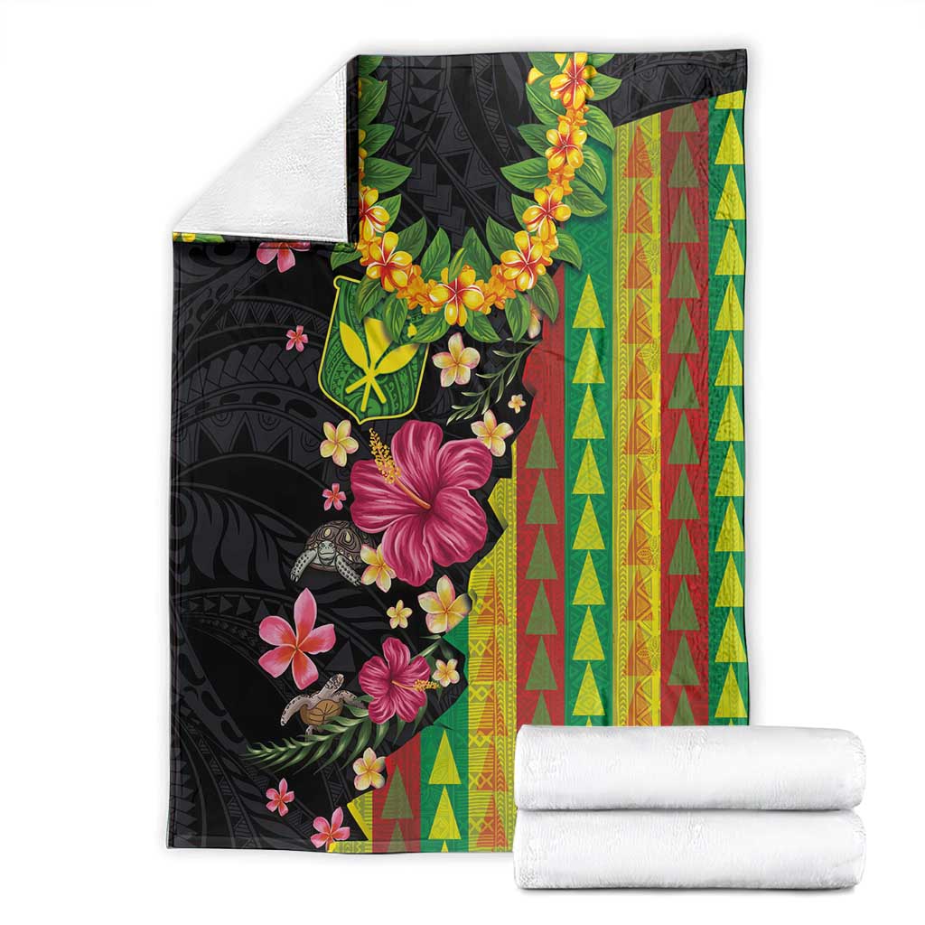 Hawaiian Independence Day Blanket Kanaka Maoli Symbols With Tapa Motifs and Tropical Plants LT03 - Polynesian Pride