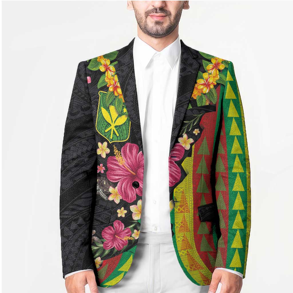 Hawaiian Independence Day Blazer Kanaka Maoli Symbols With Tapa Motifs and Tropical Plants LT03 - Polynesian Pride