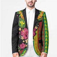 Hawaiian Independence Day Blazer Kanaka Maoli Symbols With Tapa Motifs and Tropical Plants LT03 - Polynesian Pride