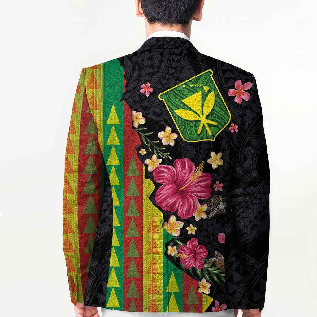 Hawaiian Independence Day Blazer Kanaka Maoli Symbols With Tapa Motifs and Tropical Plants LT03 - Polynesian Pride