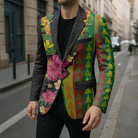 Hawaiian Independence Day Blazer Kanaka Maoli Symbols With Tapa Motifs and Tropical Plants LT03 - Polynesian Pride