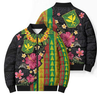 Hawaiian Independence Day Bomber Puffer Jacket Kanaka Maoli Symbols With Tapa Motifs and Tropical Plants LT03 - Polynesian Pride