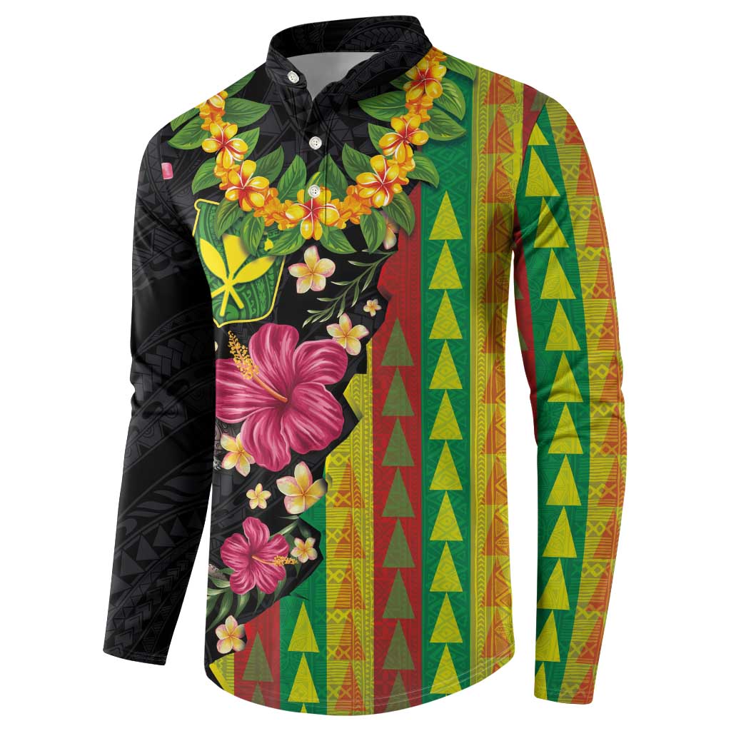 Hawaiian Independence Day Button Sweatshirt Kanaka Maoli Symbols With Tapa Motifs and Tropical Plants LT03 - Polynesian Pride