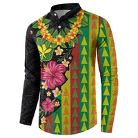 Hawaiian Independence Day Button Sweatshirt Kanaka Maoli Symbols With Tapa Motifs and Tropical Plants LT03 - Polynesian Pride