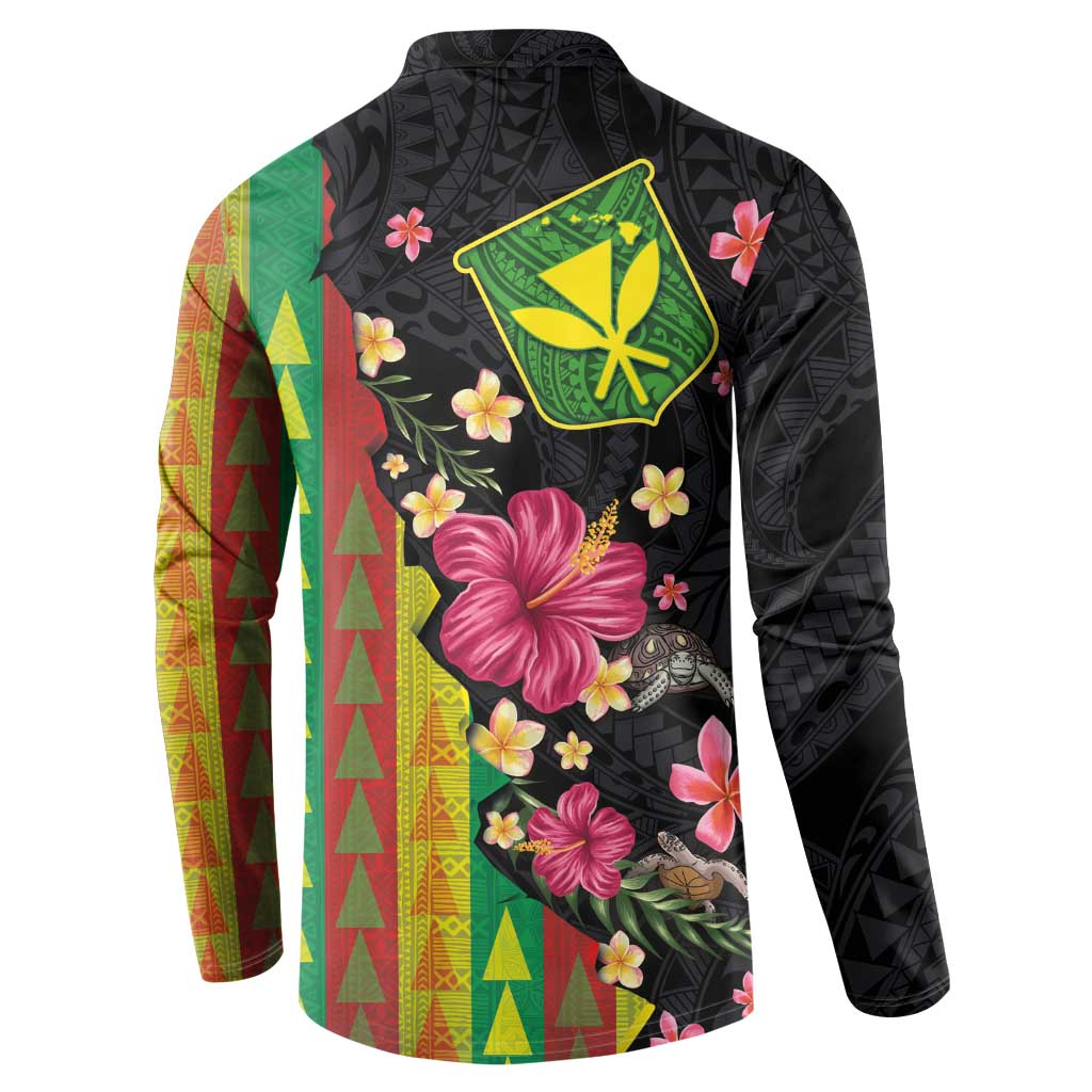 Hawaiian Independence Day Button Sweatshirt Kanaka Maoli Symbols With Tapa Motifs and Tropical Plants LT03 - Polynesian Pride