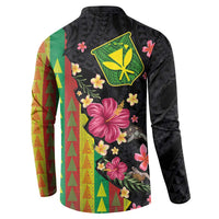 Hawaiian Independence Day Button Sweatshirt Kanaka Maoli Symbols With Tapa Motifs and Tropical Plants LT03 - Polynesian Pride
