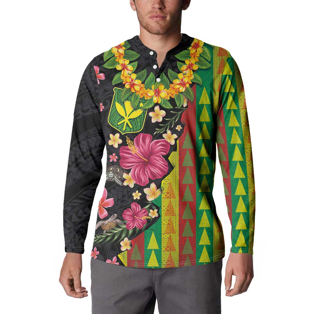Hawaiian Independence Day Button Sweatshirt Kanaka Maoli Symbols With Tapa Motifs and Tropical Plants LT03 - Polynesian Pride
