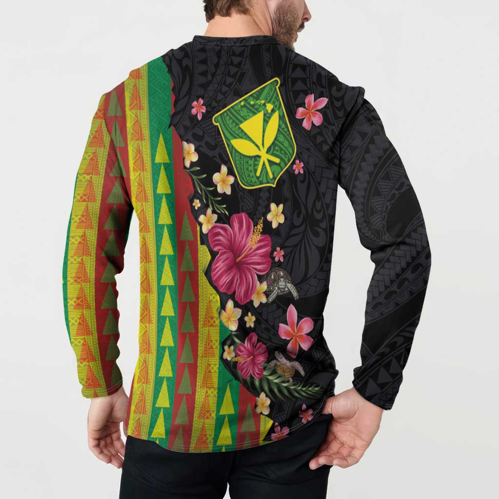 Hawaiian Independence Day Button Sweatshirt Kanaka Maoli Symbols With Tapa Motifs and Tropical Plants LT03 - Polynesian Pride