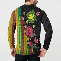 Hawaiian Independence Day Button Sweatshirt Kanaka Maoli Symbols With Tapa Motifs and Tropical Plants LT03 - Polynesian Pride