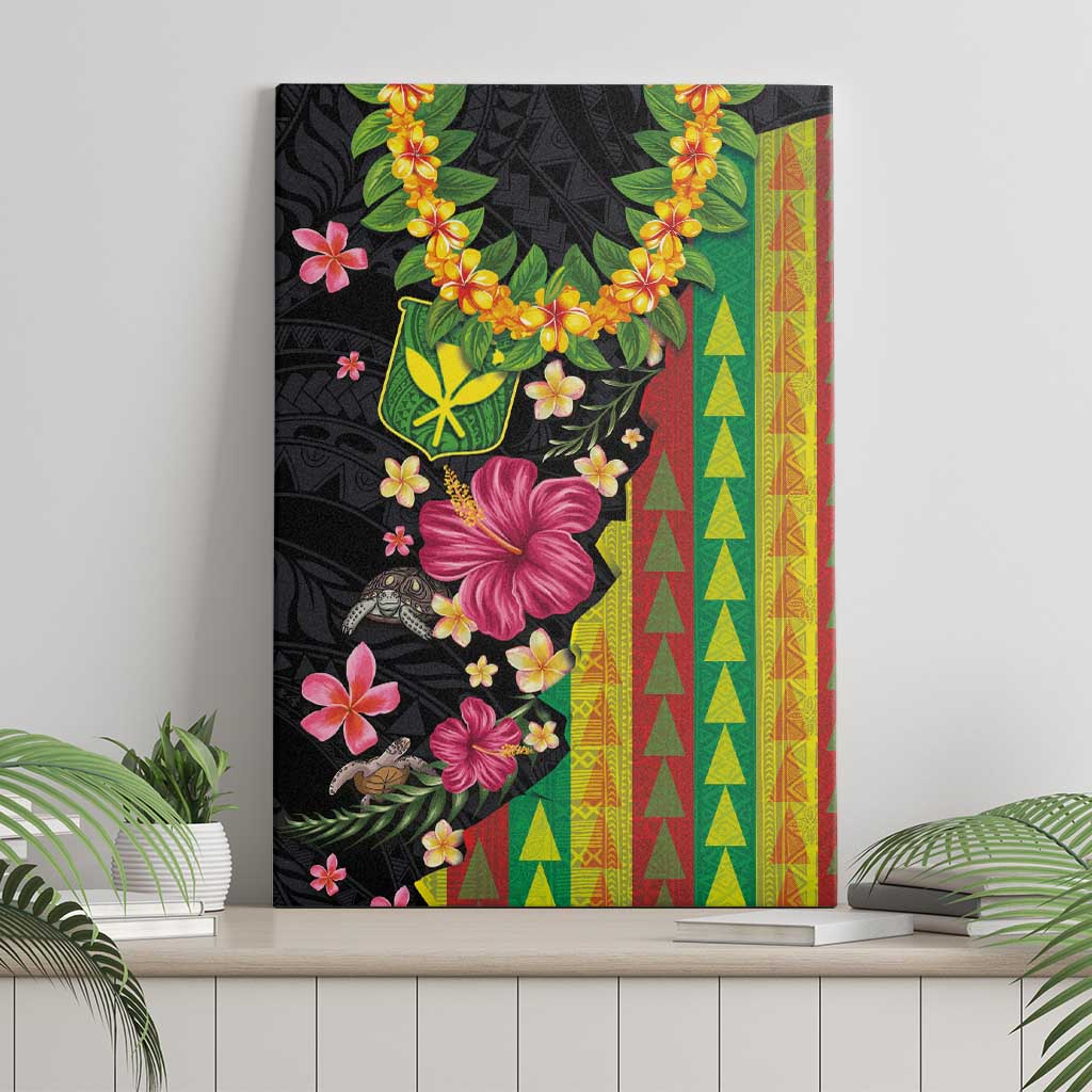 Hawaiian Independence Day Canvas Wall Art Kanaka Maoli Symbols With Tapa Motifs and Tropical Plants LT03 - Polynesian Pride