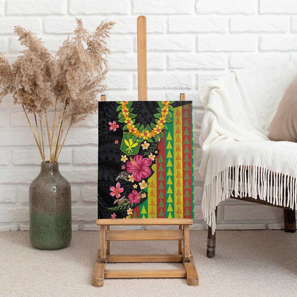 Hawaiian Independence Day Canvas Wall Art Kanaka Maoli Symbols With Tapa Motifs and Tropical Plants LT03 - Polynesian Pride