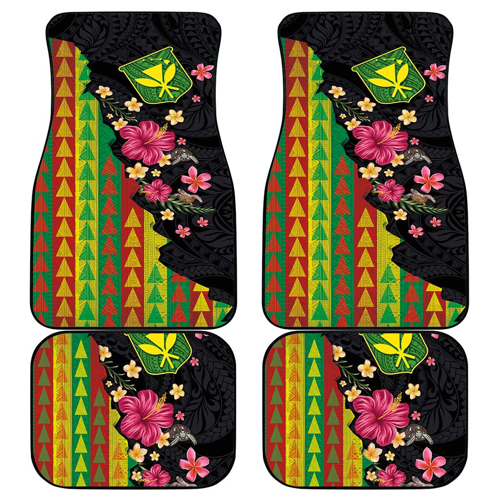 Hawaiian Independence Day Car Mats Kanaka Maoli Symbols With Tapa Motifs and Tropical Plants LT03 - Polynesian Pride