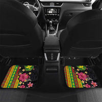 Hawaiian Independence Day Car Mats Kanaka Maoli Symbols With Tapa Motifs and Tropical Plants LT03 Set 2pcs - Back Black - Polynesian Pride